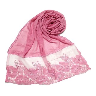 Designer Flower Premium Cotton Hijab - Pink